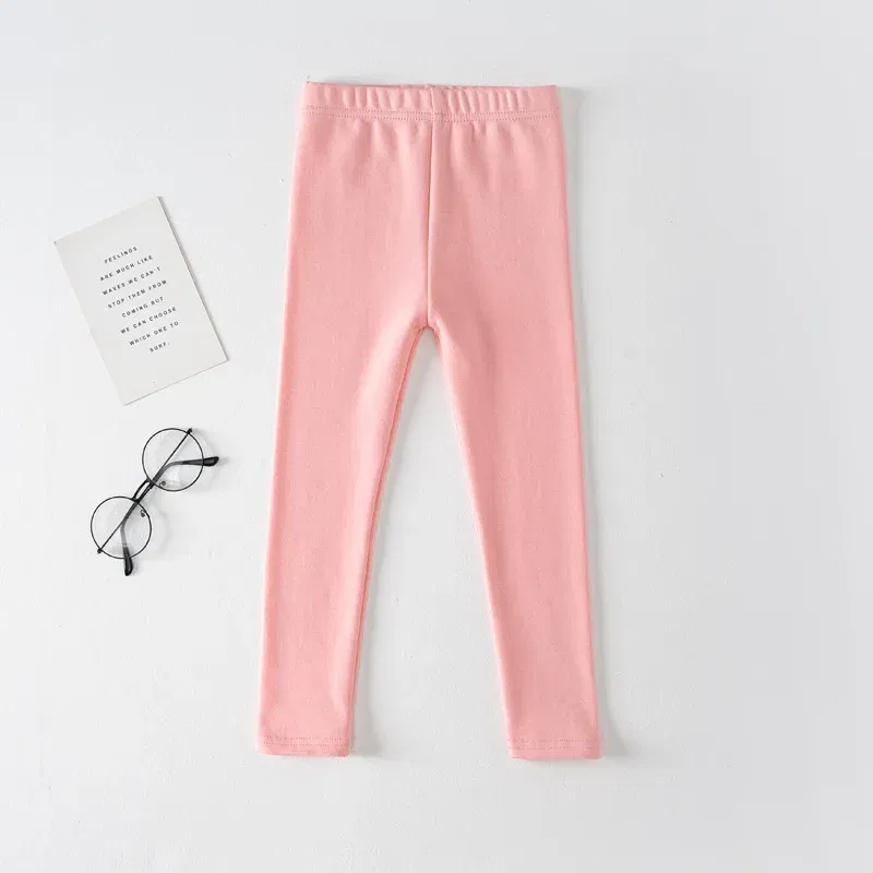 Color: Dark Grey, Kid Size: 4T - Girls' Leggings Spring And Autumn Style 95 Cotton Female Baby Elastic Pants Children's Slim outer Wear Pants