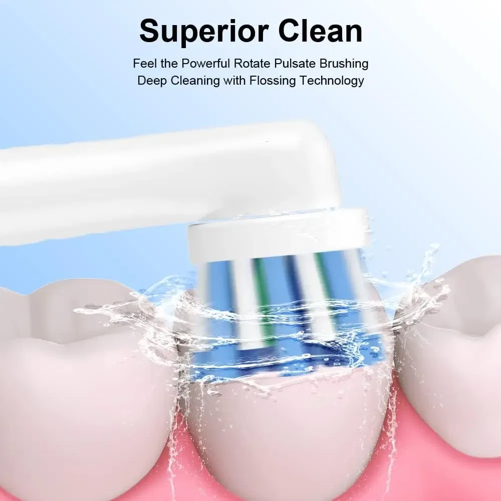 Color: Brown - Toothbrush Replacement Heads Refill for Oral B Electric Toothbrush Pro1000 Pro 3000 Pro5000 Pro7000 Vitality Floss Action