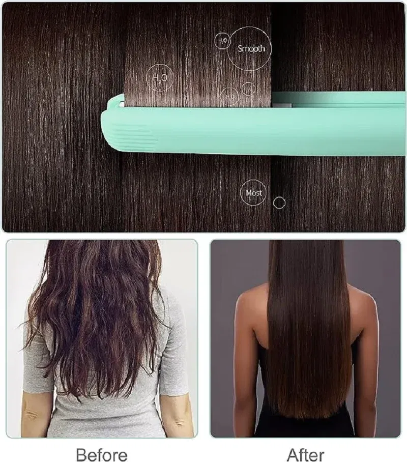 Color: Gold, Plug standard: EU - Mini Flat Iron For Travel Hair Straightener Small Portable Straightening Iron Ceramic Women Men Quick Easy Short Hair Styling