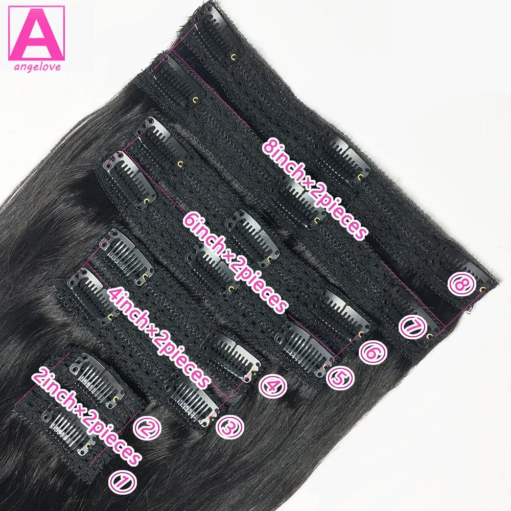 Color: Pink, Stretched Length: 22inches, Life Span: 6 Months With Proper Care, Weight Per Package: 100g/Set - Straight Clip In Hair Extension Human Hair 120g/Set Straight Clip In Extension Full Head Brazilian Clip Hair Extension for Women