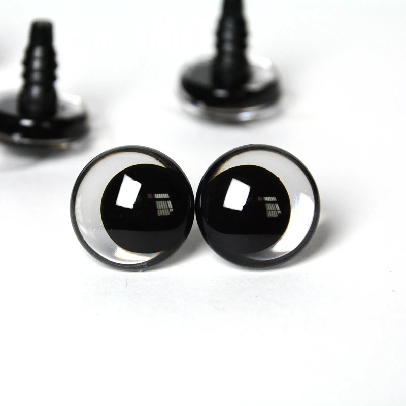 Color: WHITE, Size: M - 20pcs 12mm 14 16 18 20 25 30mm 3D Cartoon Clear toy animal safety strange eyes doll eyes eyes with hard washer-size option