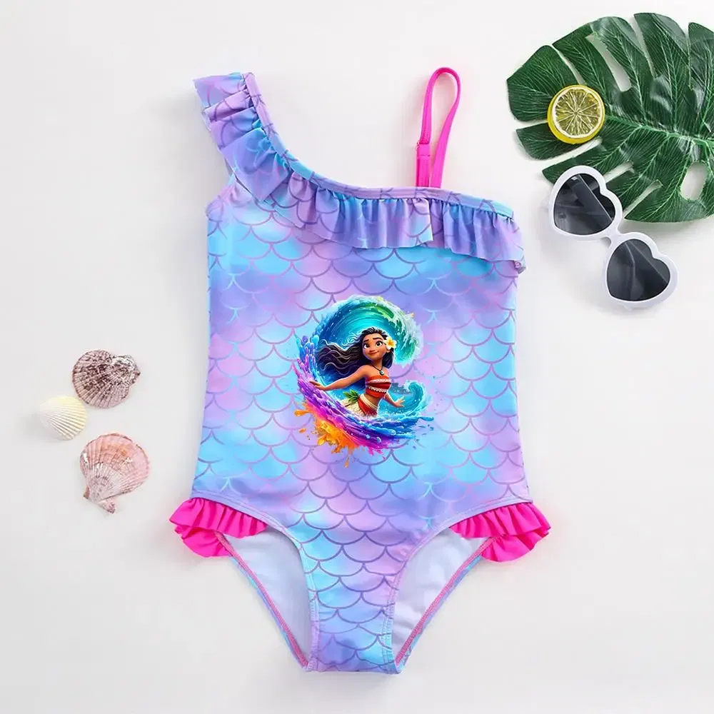 Color: Yellow, Kid Size: 12M - Moana Baby Girl Mermaid Fish Scale Print Swimsuit One-Piece Swimwear Toddler Bathing Suit Beach Outfit