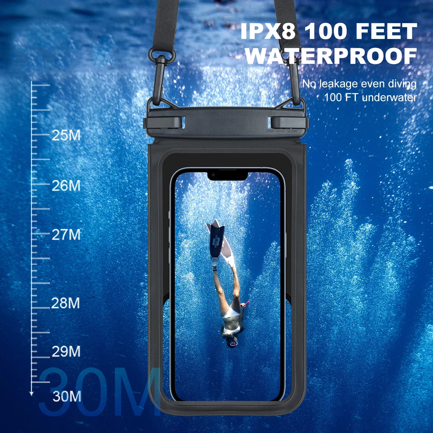 Color: Black, Material: PVC - Waterproof Mobile Phone Bag Double Pocket For iPhone 14 13 12 11 Pro Large Swimming Beach Storage Wallet Cards Pouch Dry Bags