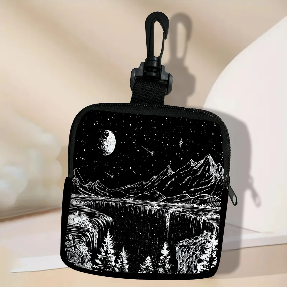 Color: Blue - Mountain Forest Sunset Fashion Coin Purse Woman Small Change Money Bags Holder Wallet Mini Pouch Souvenir 8.1