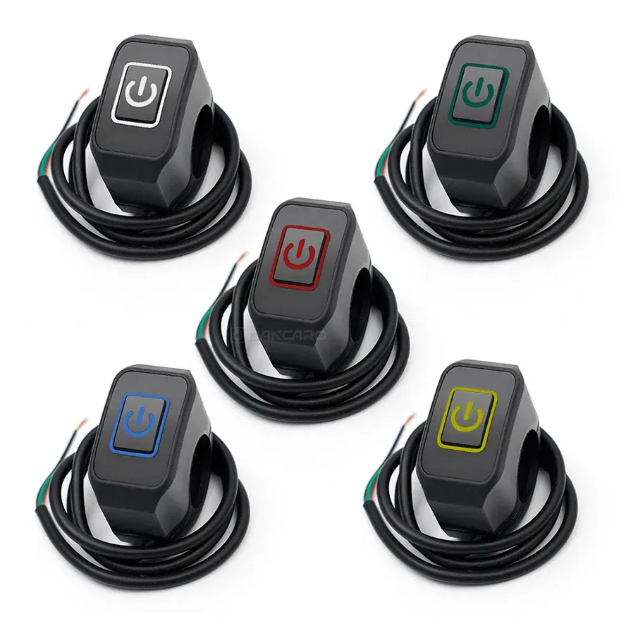 Color: Army Green - Motorcycle Handlebar Switch with LED Light 7/8'' 22mm Momentry Buttton for Electric Star Kill Waterproof Control Switch Button