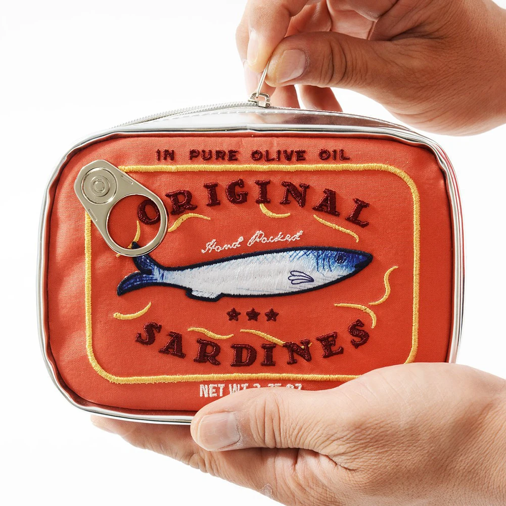 Color: black - Cute Cosmetic Bag Sardines Cans Shape Funny Packages Creative Portable Toiletry Bag Fashion Zipper Small Soft Makeup Bags