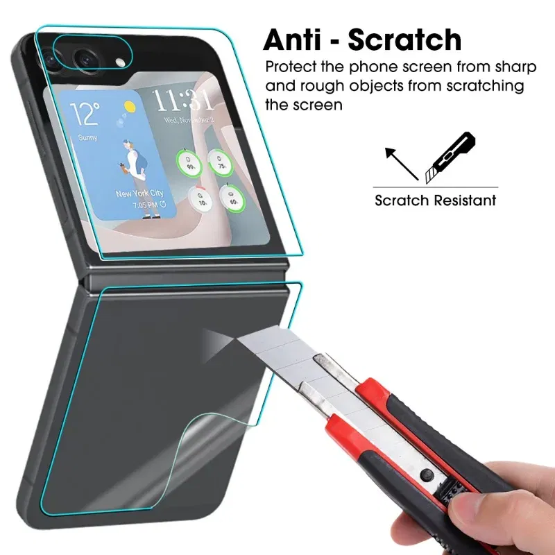 Color: PURPLE - For Samsung Galaxy Z Flip 5 Z Flip5 5G Phone Screen Protectors Front Back Inner HD Soft Hydrogel Film Anti-Scratch Protection