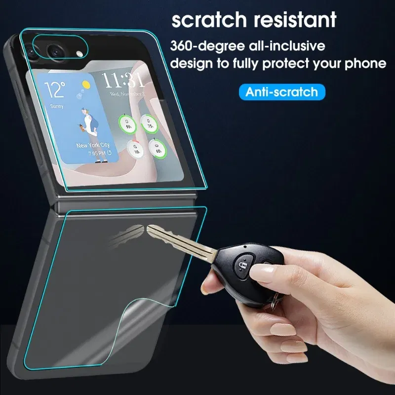 Color: PURPLE - For Samsung Galaxy Z Flip 5 Z Flip5 5G Phone Screen Protectors Front Back Inner HD Soft Hydrogel Film Anti-Scratch Protection