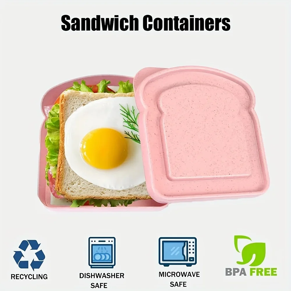 Color: WHITE - new pokemon Sandwich Containers Lunch Toast Storage Box With Lid Portable Food Storage Reusable Microwave Lunch Sandwich Box