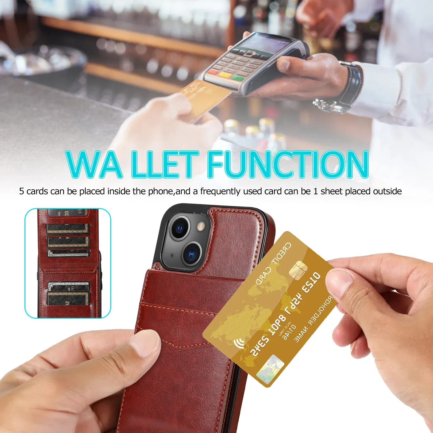 Color: Beige, Material: PU - Faux Leather Wallet Kickstand Phone Case for IPhone 13 12 Mini 16E 16 15 14 11 Pro Max X XR XS 7 8 Plus Case with Credit Card