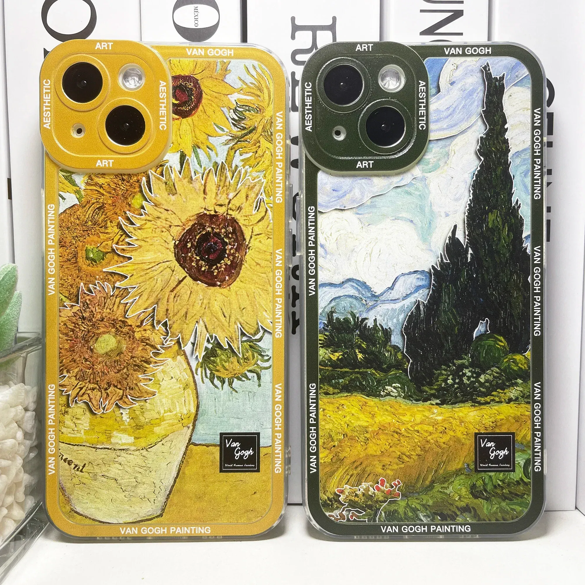 Color: Clear, Material: Plastic - Van Gogh Art Aesthetic Phone Case For iPhone 16 15 14 13 12 11 Pro Max Mini XS X XR SE 8 7 Plus Sunflowers The Starry Night