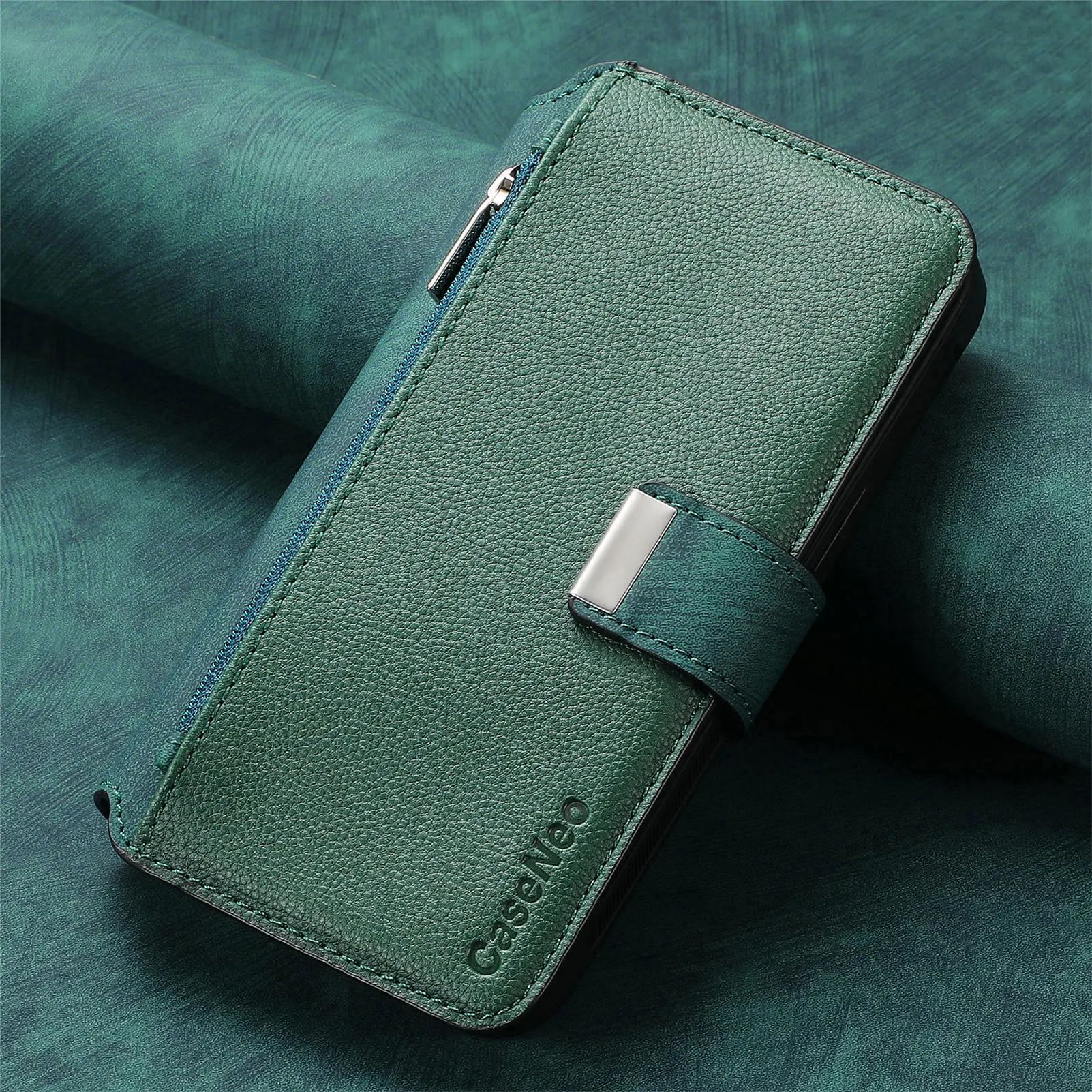 Color: Blue, Material: EVA - With Magsafe Wallet Case For Xiaomi Poco X6 X5 X3 M6 M5S M4 M3 F6 F5 Pro F3 C31 Zipper Leather Multi 6 Card Slot Removable Cover