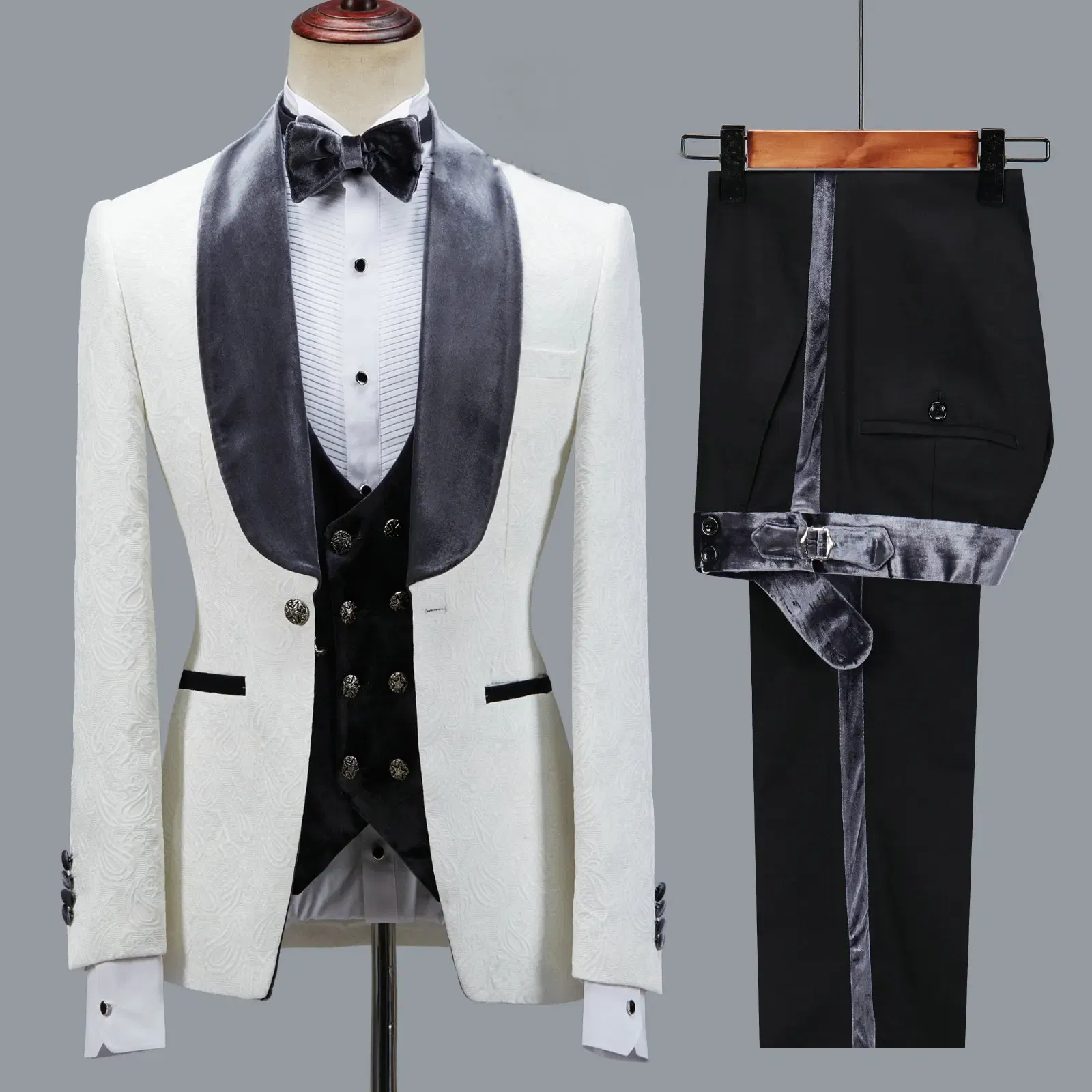 Color: Red, Size: S - Floral Jacket Men Suit Slim Fit Wedding Tuxedo Navy Blue Velvet Lapel Groom Party Suits Costume Homme Best Man Blazer