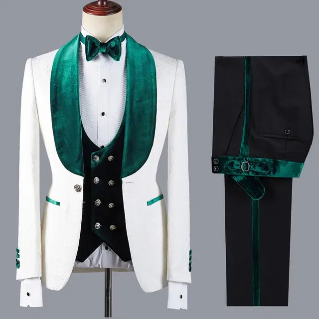 Color: Red, Size: S - Floral Jacket Men Suit Slim Fit Wedding Tuxedo Navy Blue Velvet Lapel Groom Party Suits Costume Homme Best Man Blazer