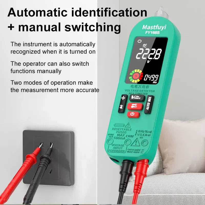 Color: Brown - Smart Digital Multimeter Rechargeable Electronic Tester AC DC Contactless NCV Automatic Test Easy operate lightweight high quali
