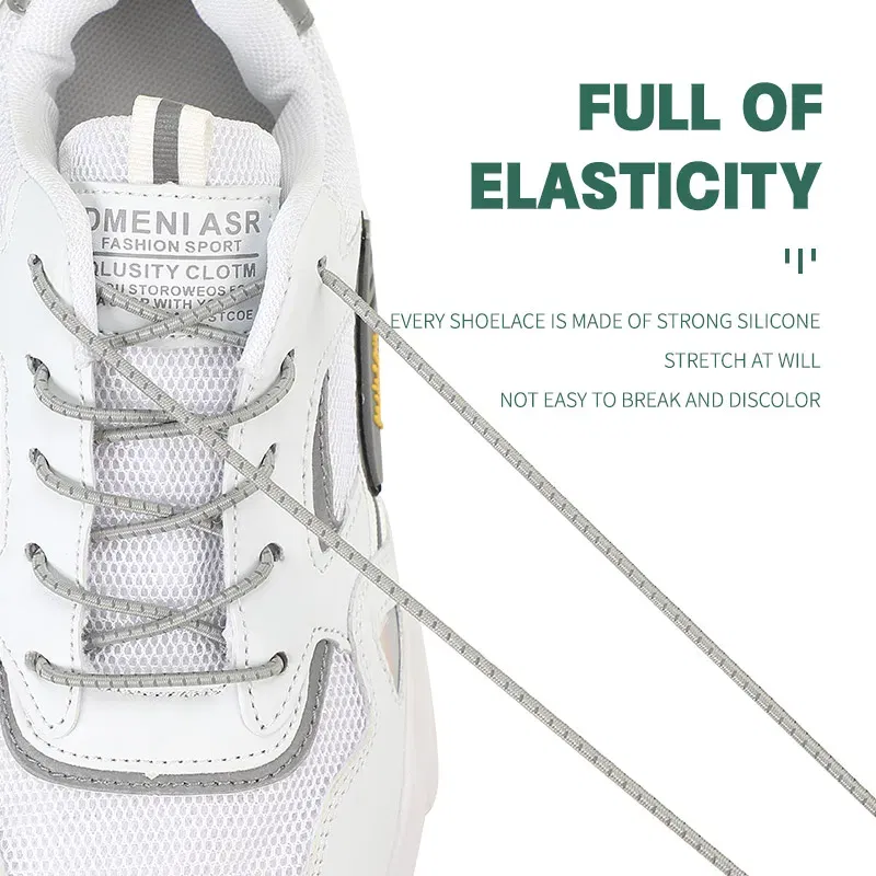 Color: Champagne, Ships From: CHINA - New Reflective Circular Elastic Shoe laces No Tie Shoelaces Metal Lock Lazy Laces for Kids and Adult One size fits all shoe