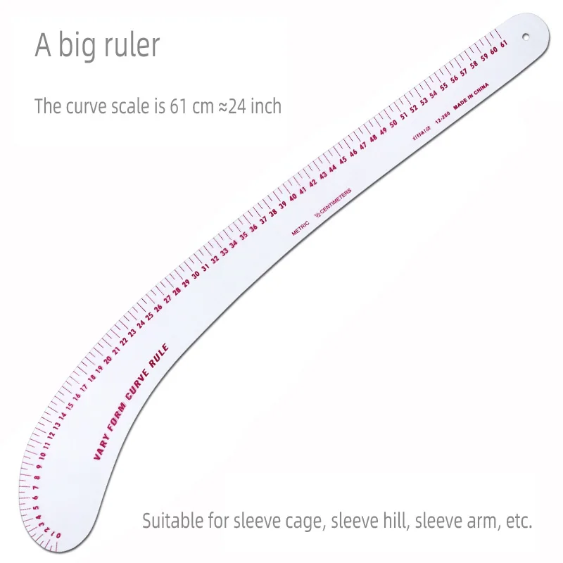Color: green - Empire sewing ruler and French curve, used for pattern making drafting, transparent plastic fashion designer ruler pieces assemb