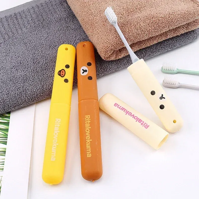Color: Light Grey - Portable Toothbrush Cover Holder Bear Cute Animal Outdoor Travel Hiking Camping Toothrush Cap Case Protect Storage Cute Box