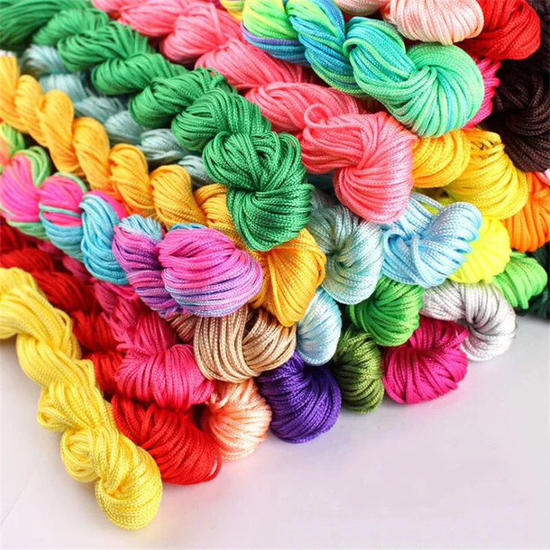 Color: Red - 24m Polyester Braided Jade Thread For DIY Handmade Necklace Bracelet Trinket Pendant Braided Accessories Jewelry Making Finding