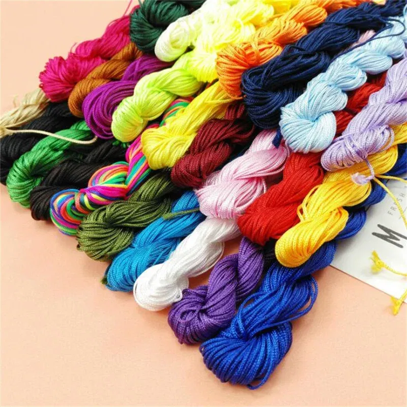 Color: Red - 24m Polyester Braided Jade Thread For DIY Handmade Necklace Bracelet Trinket Pendant Braided Accessories Jewelry Making Finding