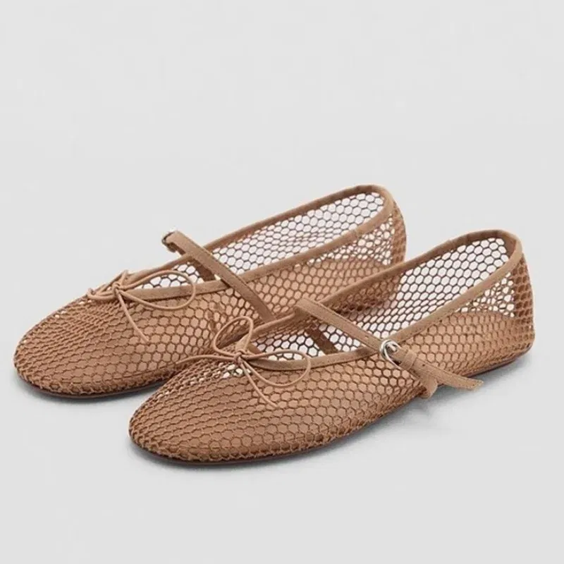 Color: black, Shoe Size: 40, Ships From: CHINA - Mesh Summer Ballet Flats Shoes Women Buckle Strap Breathable 2025 New Flats Shoes Ladies Black Mary Janes Footwear Loafers