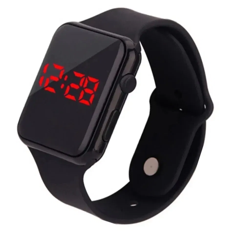 Color: Rose - Simple Digital Watch for Men Women Fashion Sport LED Electronic Watch Black Silicone Wristband Casual Mens Watch Reloj Hombre