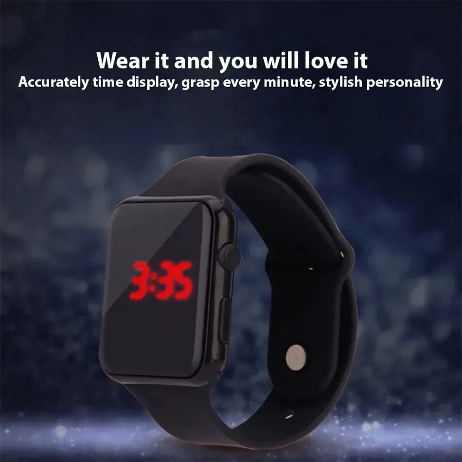 Color: Rose - Simple Digital Watch for Men Women Fashion Sport LED Electronic Watch Black Silicone Wristband Casual Mens Watch Reloj Hombre
