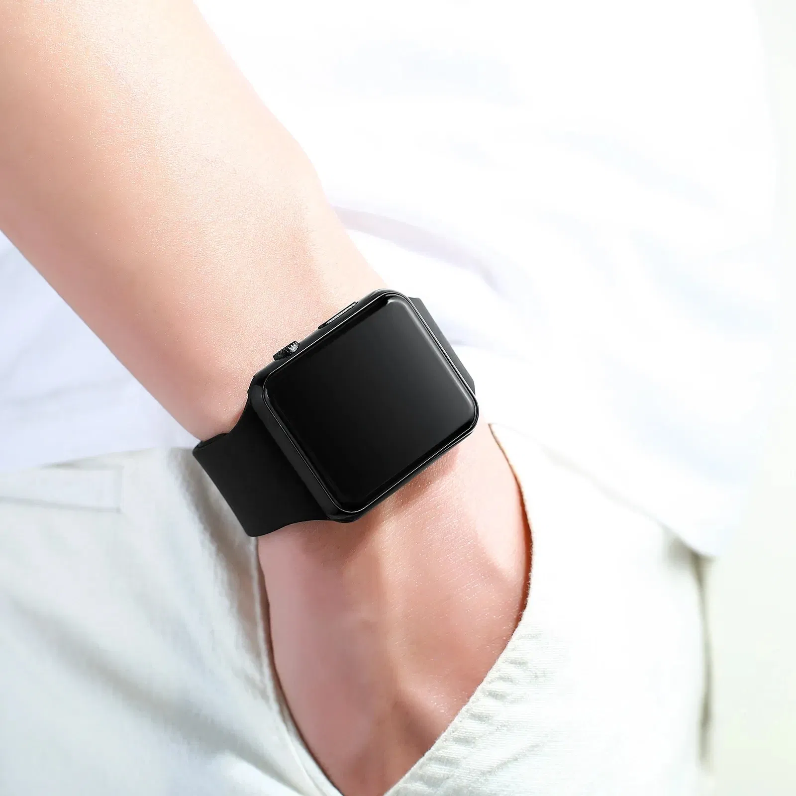 Color: Rose - Simple Digital Watch for Men Women Fashion Sport LED Electronic Watch Black Silicone Wristband Casual Mens Watch Reloj Hombre