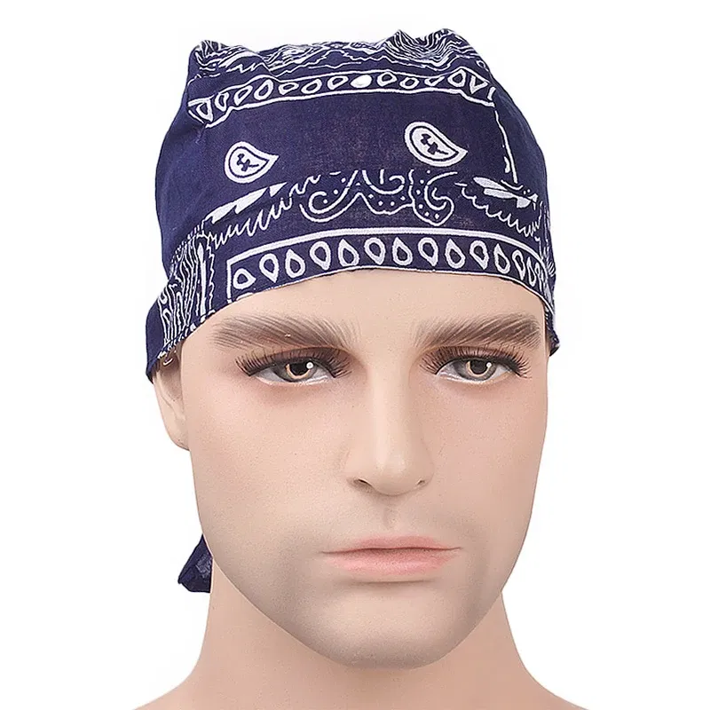 Color: black - Cotton Cycling Pirate Bandana Men Women Headwraps Bike Headband Headcloth Sweat Wicking Beanie Hip-hop Turban Head Scarf