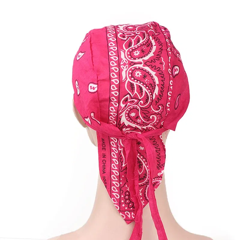 Color: black - Cotton Cycling Pirate Bandana Men Women Headwraps Bike Headband Headcloth Sweat Wicking Beanie Hip-hop Turban Head Scarf