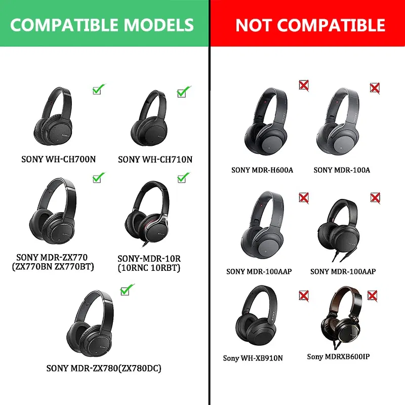 Color: Khaki, Size: 3XS - KUTOU Replacement Ear Pads Cushion for Sony WH-CH700N CH710N Headphones Earpads MDR-ZX770 ZX780 10R Ear Cushions Repair Parts