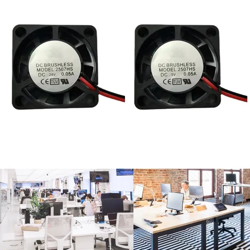 Color: GOLD, Blade Color: black, RGB Support: NO RGB - 2507 Mini Brushless Cooling Fan 5V/12V/24V Hydraulic Bearing Heatsink Heat Dissipation Radiator