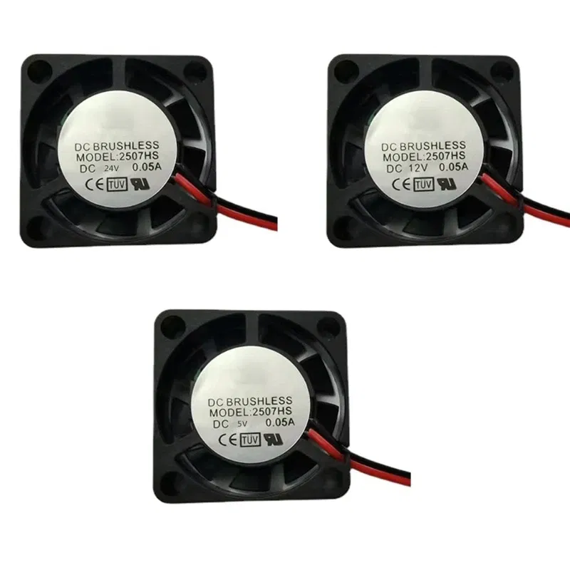 Color: GOLD, Blade Color: black, RGB Support: NO RGB - 2507 Mini Brushless Cooling Fan 5V/12V/24V Hydraulic Bearing Heatsink Heat Dissipation Radiator