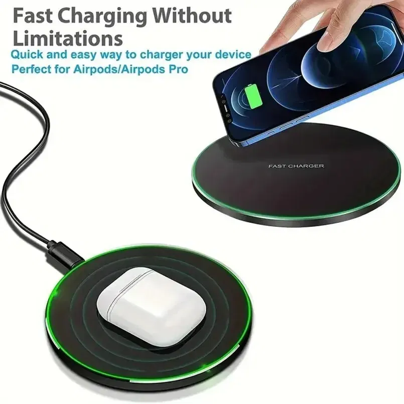 Color: Red - 30W Wireless Charger For iPhone 15 14 13 12 X Pro Max Induction Fast Charging Pad Dock Station For Samsung S23 S22 Xiaomi Huawei
