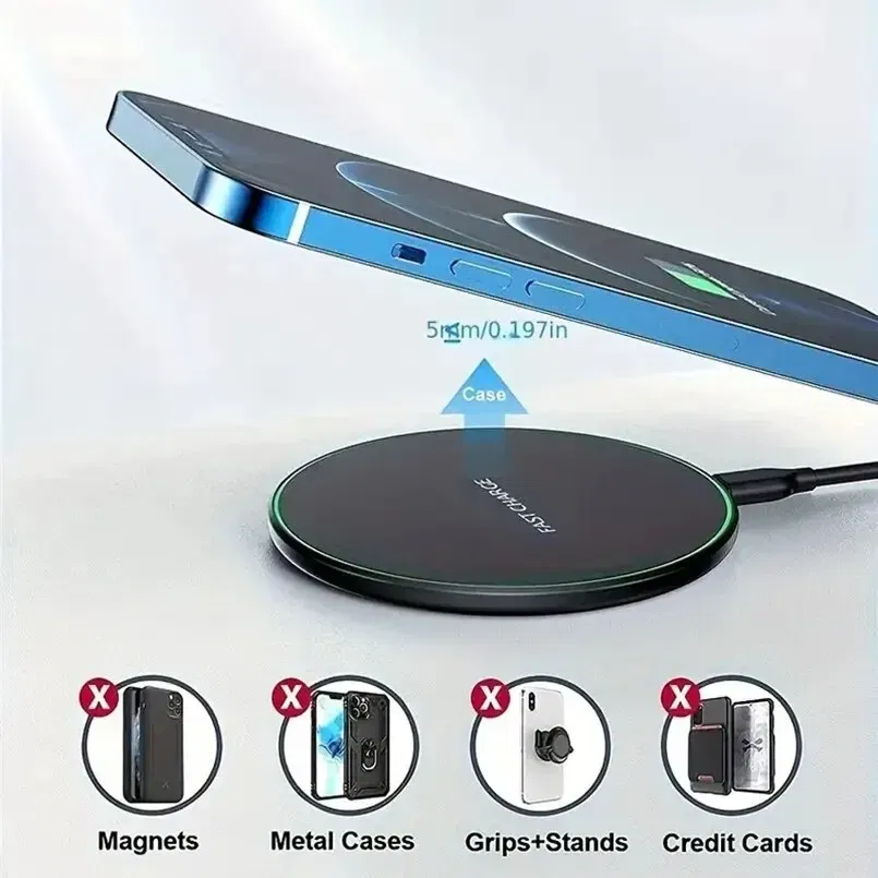 Color: Red - 30W Wireless Charger For iPhone 15 14 13 12 X Pro Max Induction Fast Charging Pad Dock Station For Samsung S23 S22 Xiaomi Huawei