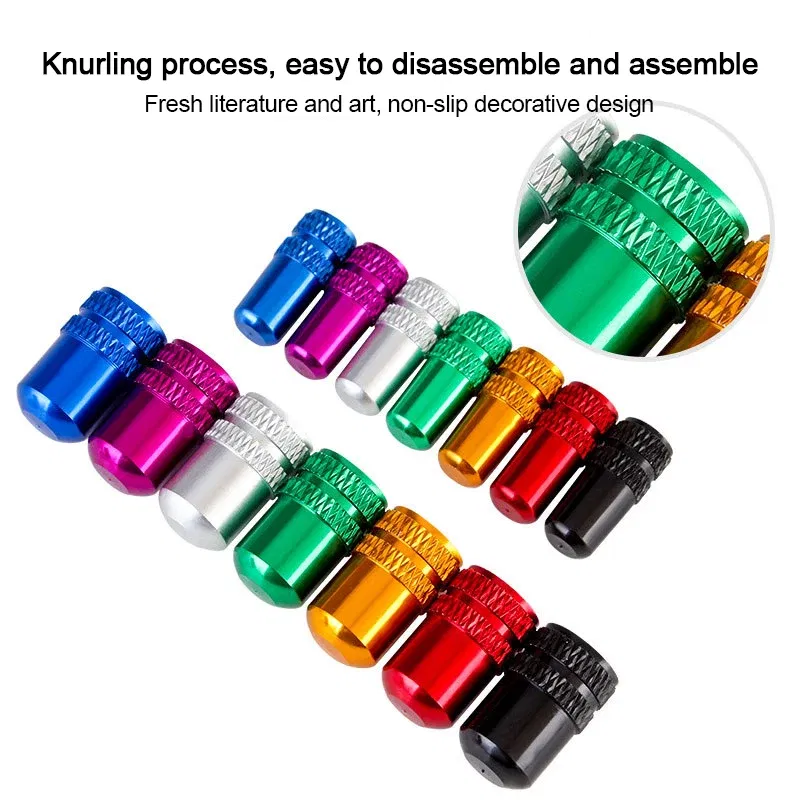 Color: Brown - 2pc Bicycle Valve Cap Aluminum Alloy Presta/Schrader Road Mountain Bike Tire Valve Cap Dust Protection Cover Bicycle Accessories