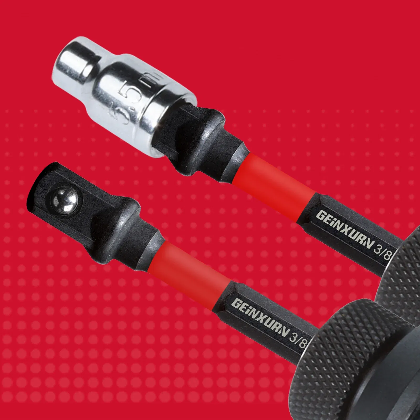 Color: Dark Red - Geinxurn Impact Socket Adapter Set,1/4"3/8"and1/2"Drive,Extension Bit with Holder,Adapt Power Drill to High Torque Impact Wrench