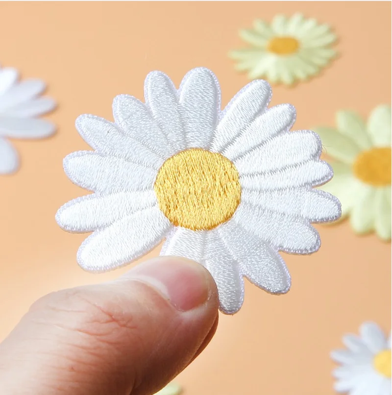 Color: Antique Brass - Butterfly Daisy Embroidery Patches for Clothing Thermoadhesive Patches DIY Fusible Patch on Kids Clothes Sunflower Badges Sewing