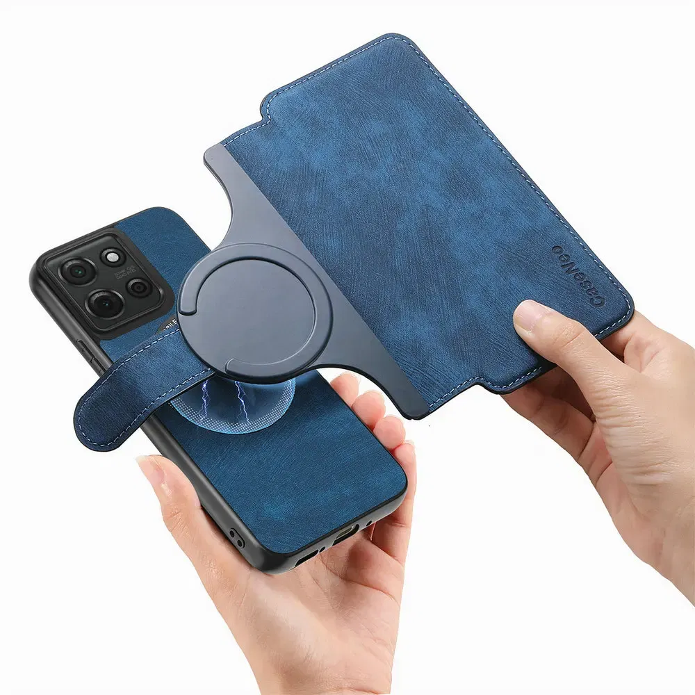Color: PURPLE, Material: PE - For Motorola Edge 50 Neo 60 Fusion 5G Luxury Case Leather Wallet Card Capa Moto Edge 60 Pro Case Edge50 S50 60s Pro Magnet Cover