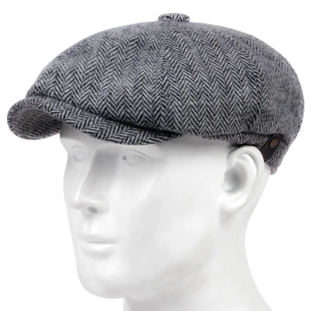 Color: Dark Grey, Hat Size: One Size - Fashion Wool Newsboy Caps Men Herringbone Flat Caps Women Coffee British Gatsby Caps Autumn Winter warm Woolen Hats gorras