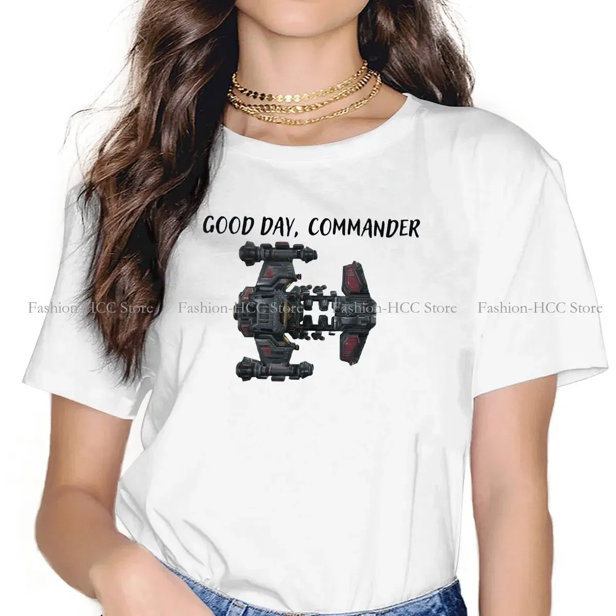 Color: WHITE, Size: XXXL - StarCraft Military Science Game Polyester TShirts Battlecruiser Personalize Homme T Shirt Hipster Tops