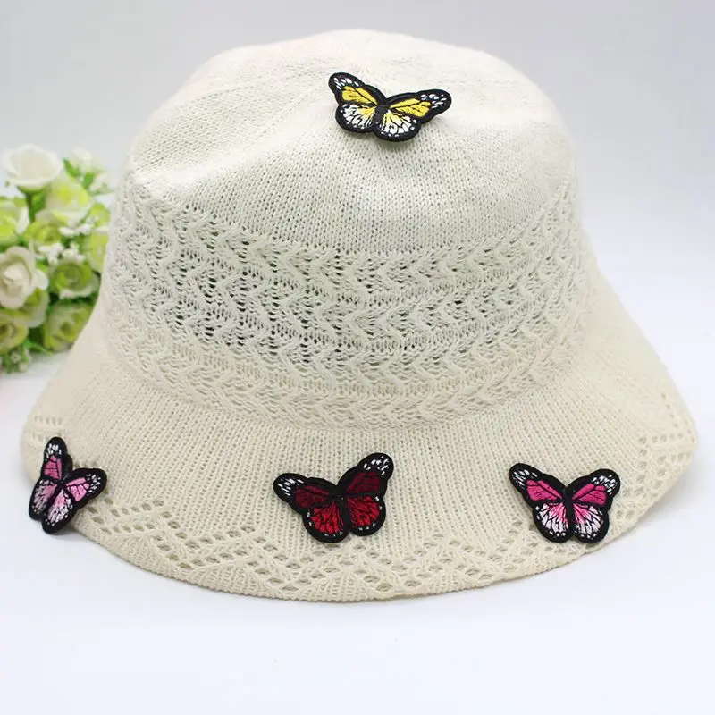 Color: PURPLE - Butterfly Daisy Embroidery Patches for Clothing Thermoadhesive Patches DIY Fusible Patch on Kids Clothes Sunflower Badges Sewing
