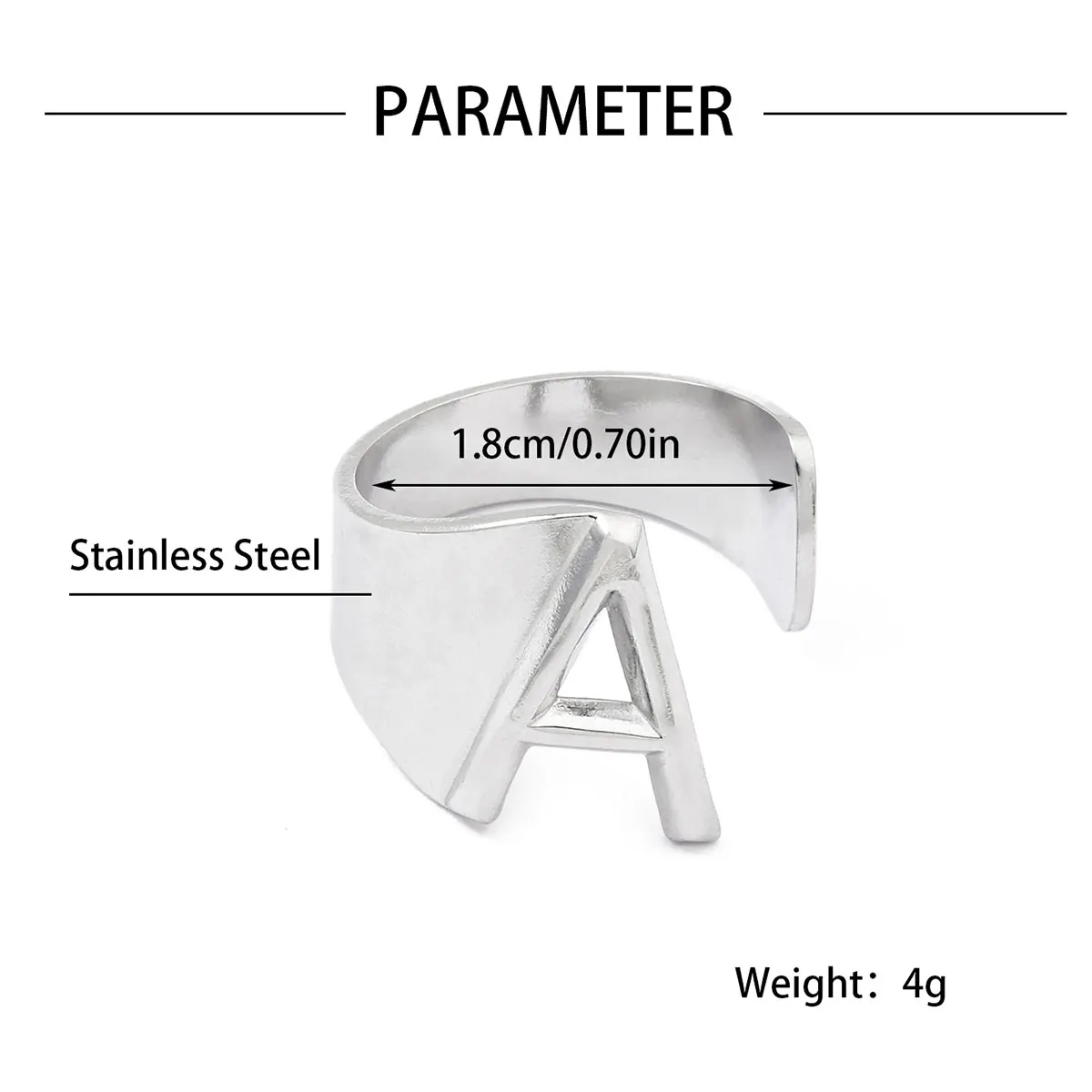 Metal Color: Platinum Plated, Ring Size: resizable - LAViXMIA Alphabet A-Z Letter Never Fade Stainless Steel Rings Women Jewelry Fashion Initial Ring Adjustable Size Birthday Gifts