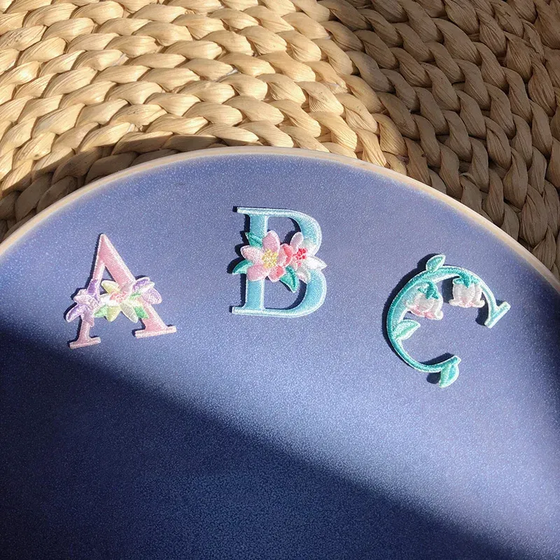 Color: Black - 1 Piece Fashion Cute Letters Patch for Clothing Applique Jeans DIY Accessories Iron on Fabric Stickers