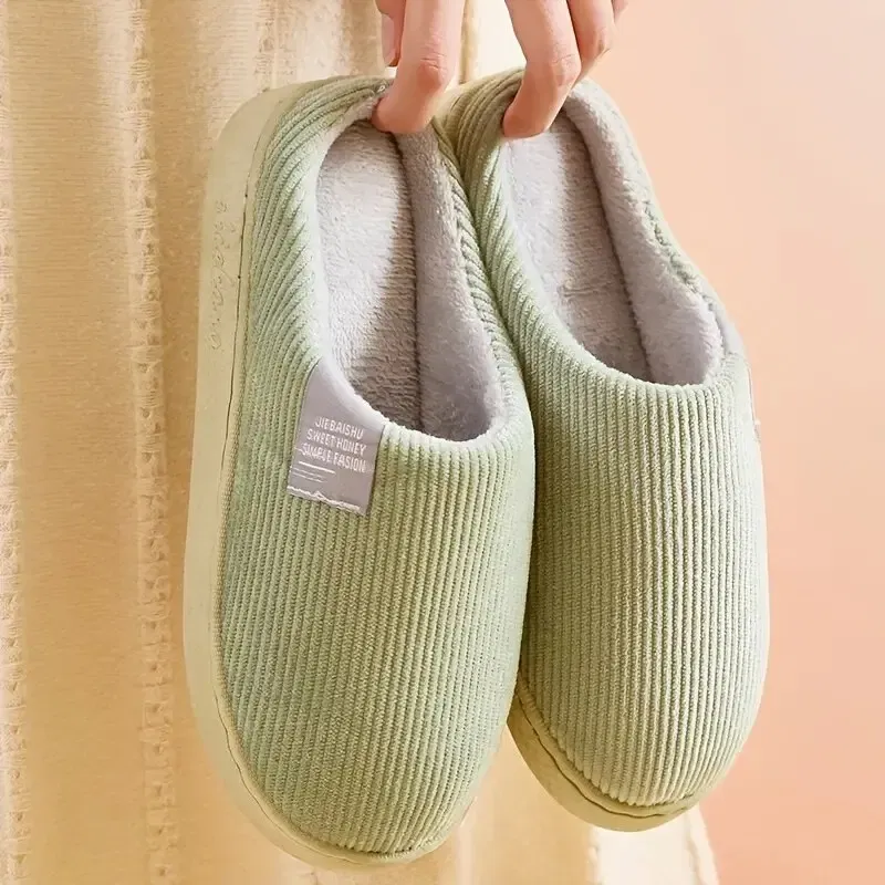Shoe Size: 40, Color: green - Women's Men's Thick Soft Bottom Home Slippers Household Plush Slippers Anti-slip Thermal Slippers Indoor Winter