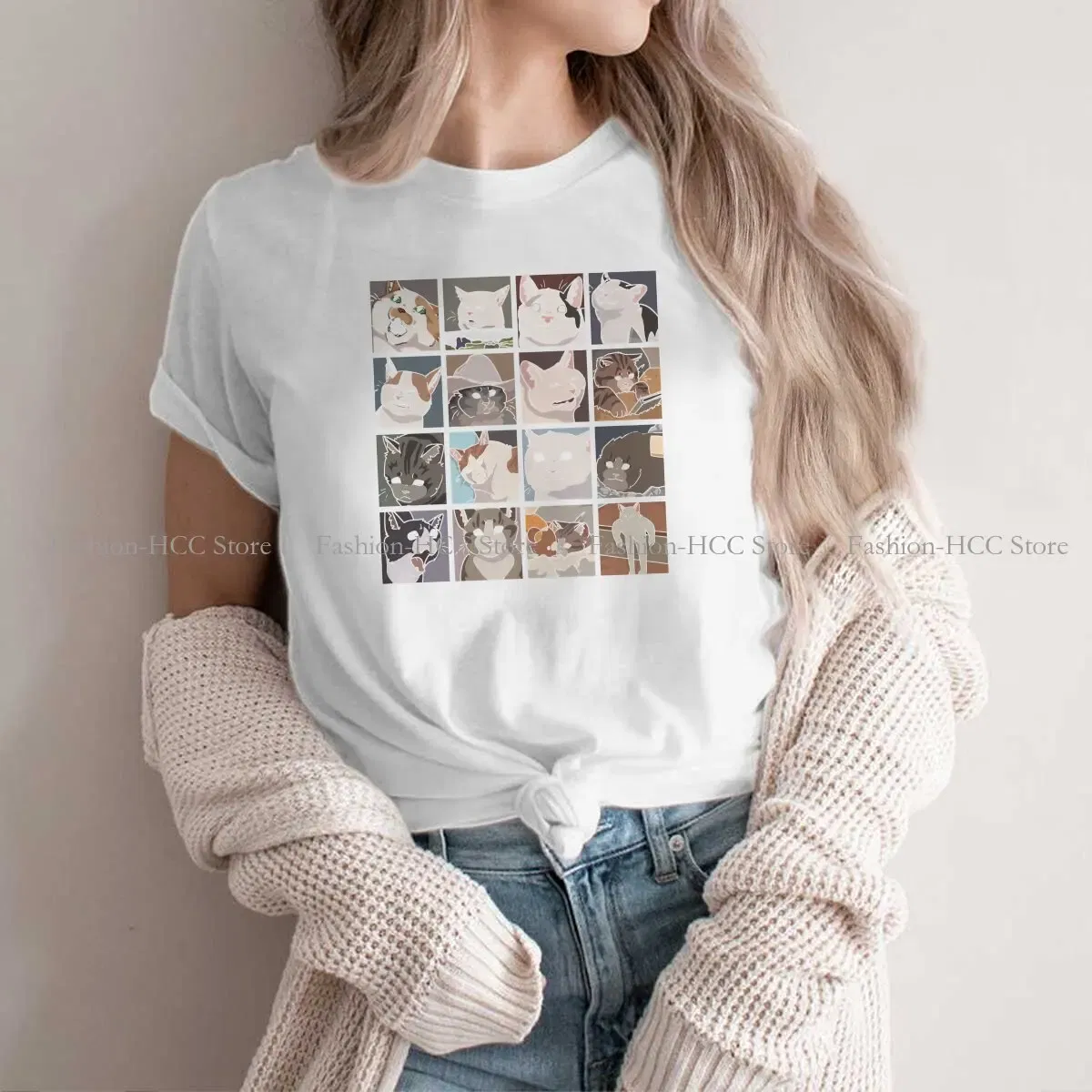 Color: black, Size: XXL - Meme O Neck TShirt Cat Classic T Shirt Woman's Tops New Design