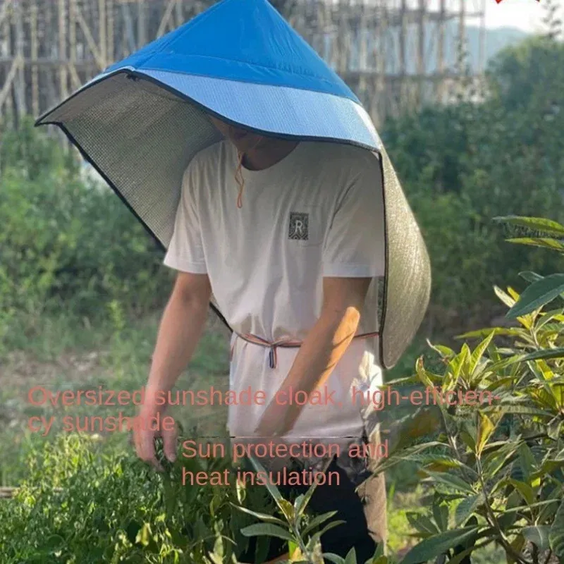 Color: black, Size: XS?€old?‰ - Sun & Rain Protection Hooded Cape - Breathable UV Hat for Farming/Gardening - Wide Brim Bucket Hat with Neck Cover