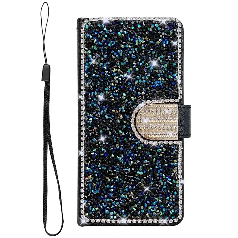 Color: Silver, Material: PVC - Glitter Diamond Wallet Leather Case For Samsung Galaxy A14 A15 A16 A35 A55 A34 A54 S25 Ultra S24 FE S23 S22 S21 S20 Plus