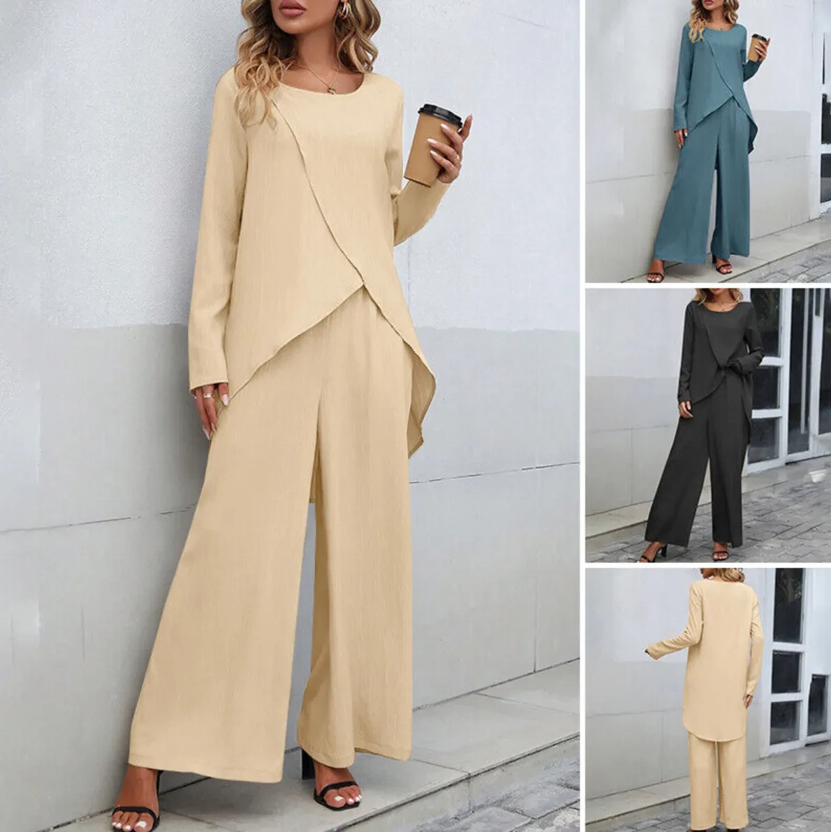 Fashion Long Sleeve Irregular Hem Top