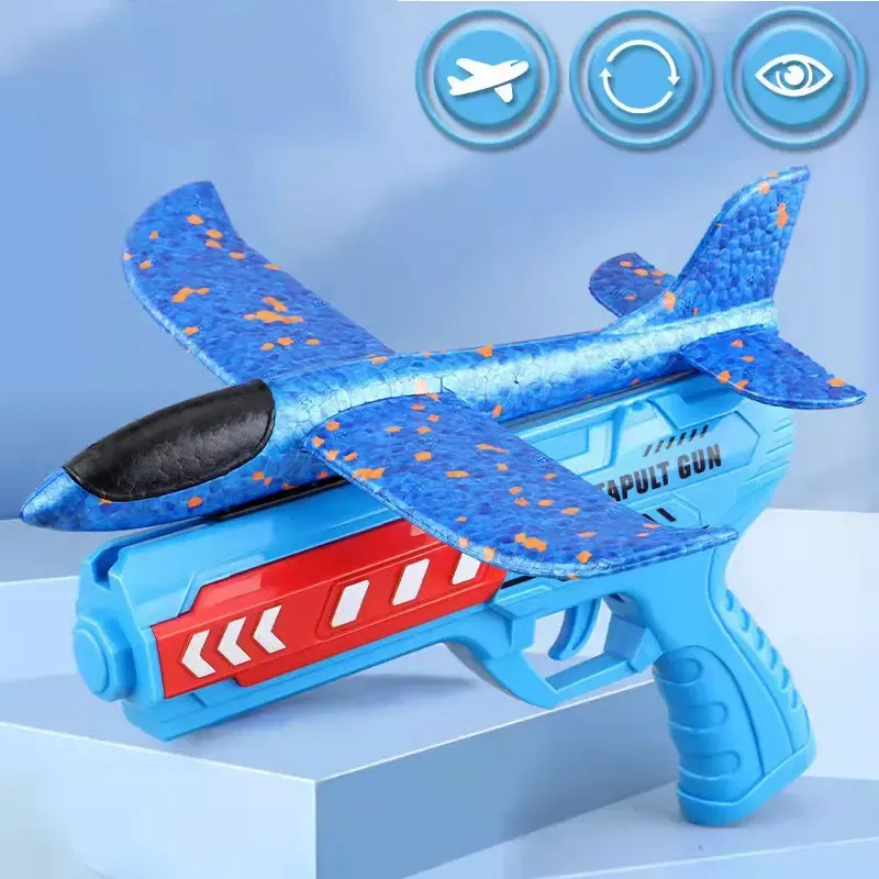 Color: Burgundy - Airplane Launcher Toys Outdoor Sports Flying Toys Children's Foam Ejection Aircraft Toys Birthday Gifts for Boys Girls